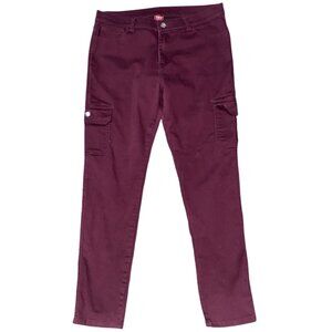 Sz.17/18*T & Y Fashion*Burgundy Cargo Straight Leg Jeans--Hi-Rise